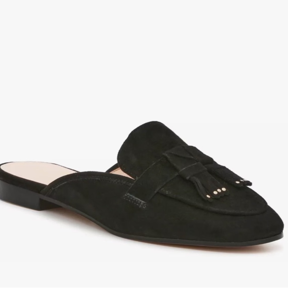 Kate Spade Black Suede Tassel Mules